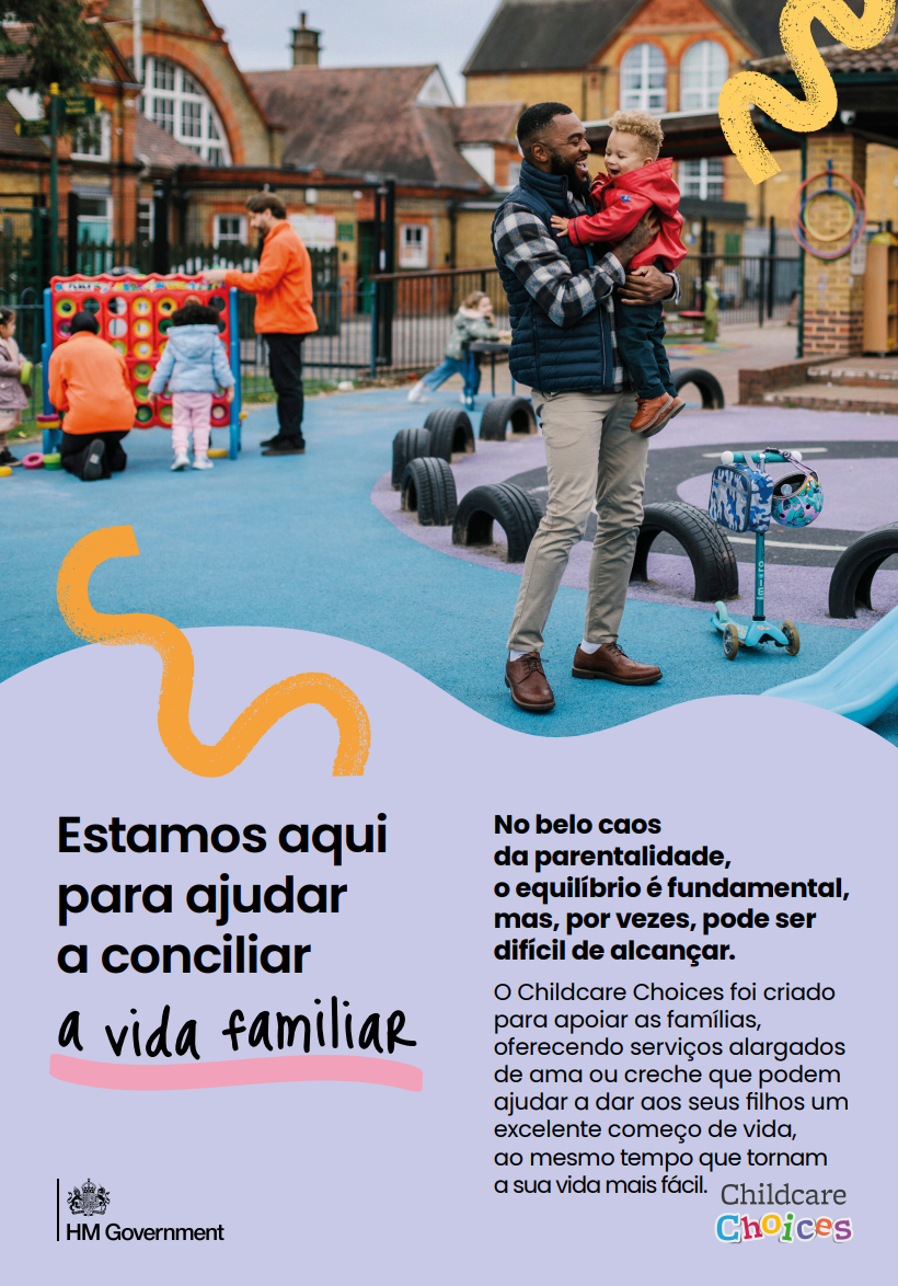 Childcare Choices digital leaflet in Portuguese